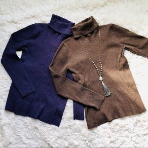 🛍BOGO Set of Turtle Neck Sweaters Brown Purple